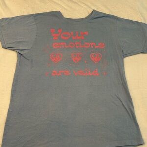 Chemistry Blue‎ Tee with Pink Heart Print